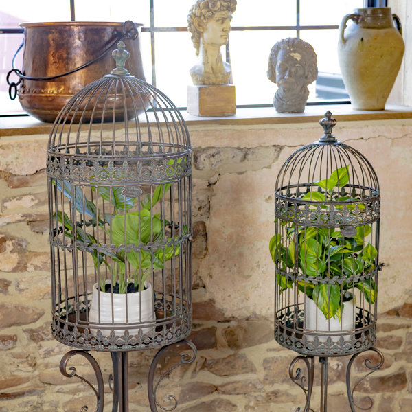 Canora Grey Kubra Two Piece VictorianStyle Iron Bird Cage Planter with